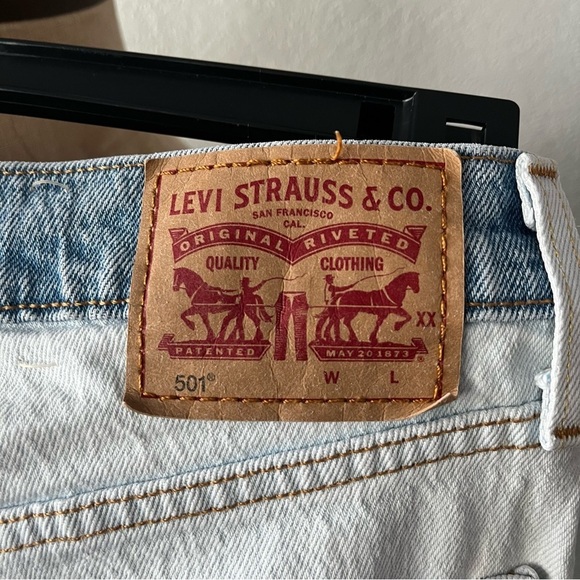 LEVIS sz 29 x 26 501 Two Tone Half Splice Blue Denim Jeans Button Fly - Picture 5 of 12